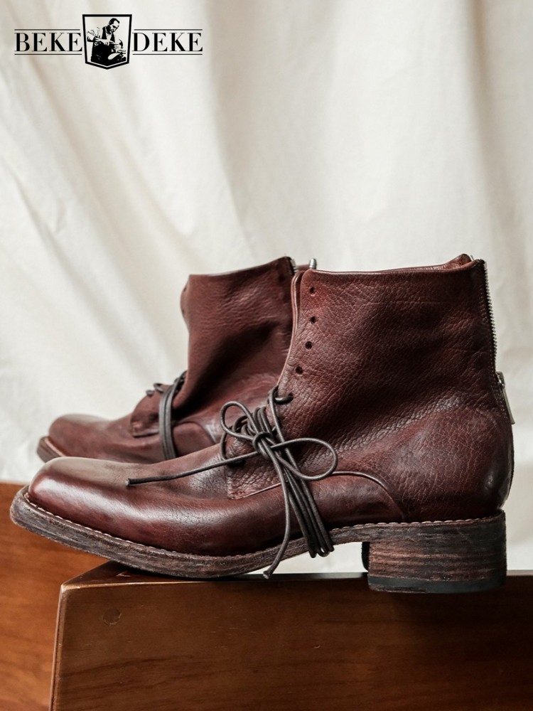 Retro Fashion Male Zipper Genu - Men'S Shoes Height Increase 리뷰 및 가격