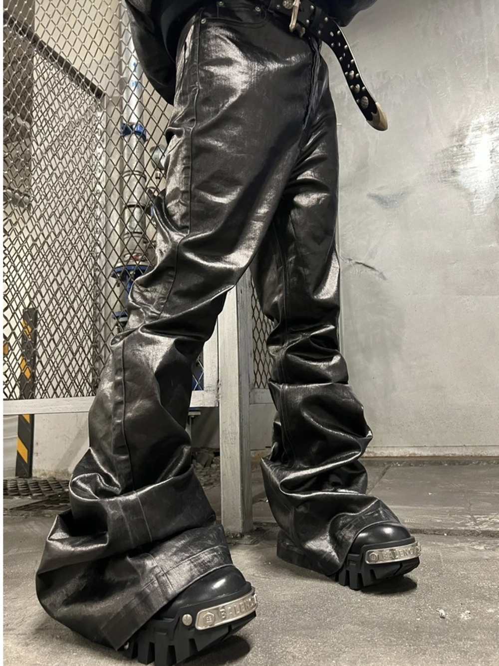 High Street Wide Leg Glossy Pu - Men Shoes Jeans 리뷰 및 가격