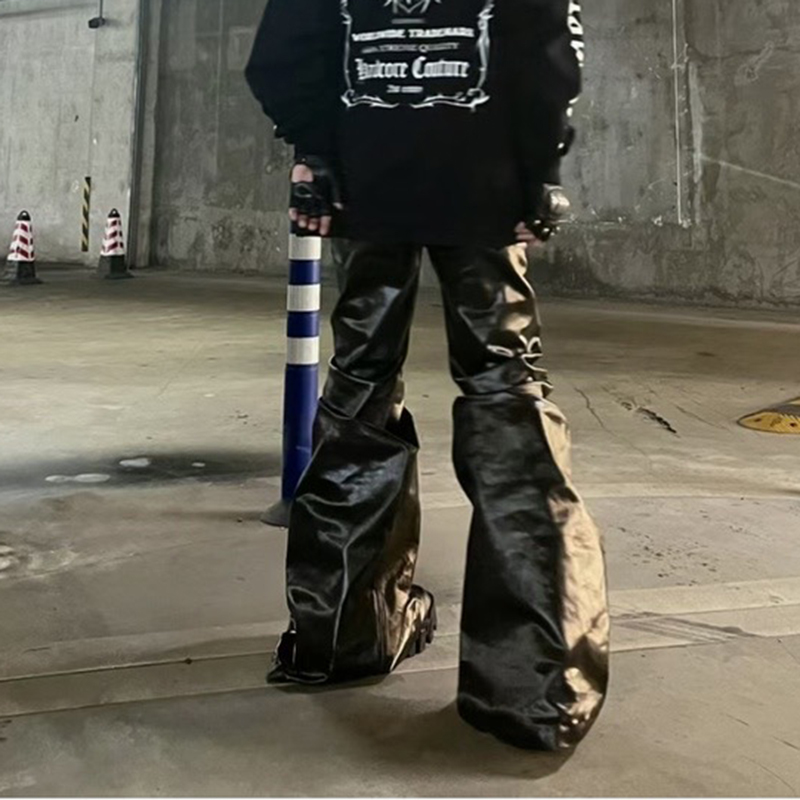 High Street Wide Leg Glossy Pu - Men Shoes Jeans 리뷰 및 가격