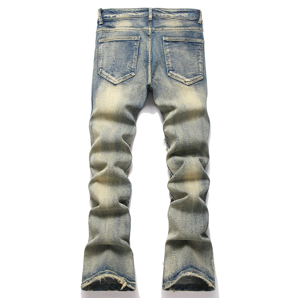 Men Embroidery Patch Boot Cut  - Men Shoes Jeans 리뷰 및 가격