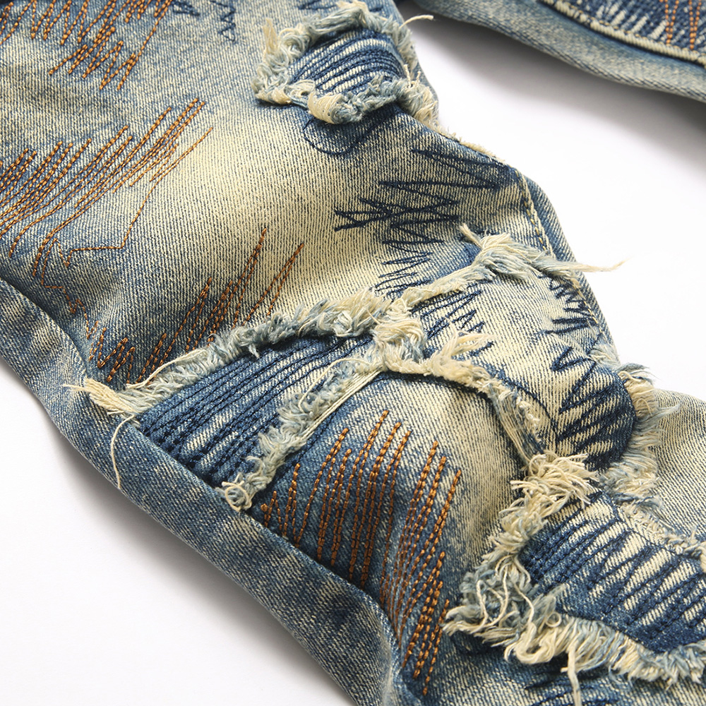 Men Embroidery Patch Boot Cut  - Men Shoes Jeans 리뷰 및 가격