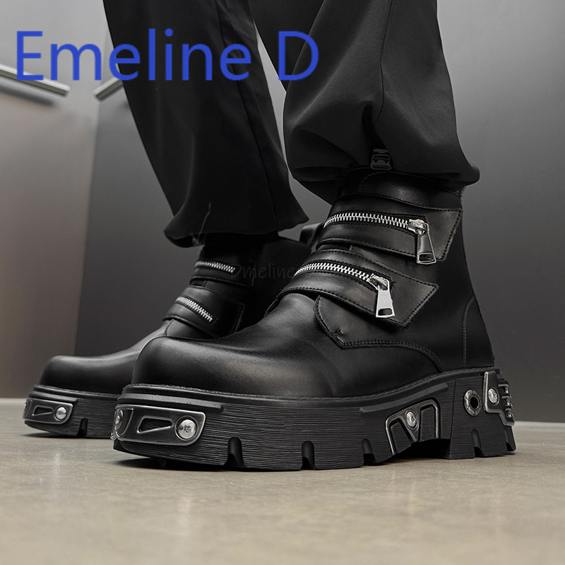Dark Punk High Top Shoes Fashi - Men'S Shoes Height Increase 리뷰 및 가격
