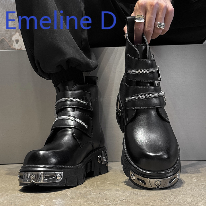 Dark Punk High Top Shoes Fashi - Men'S Shoes Height Increase 리뷰 및 가격